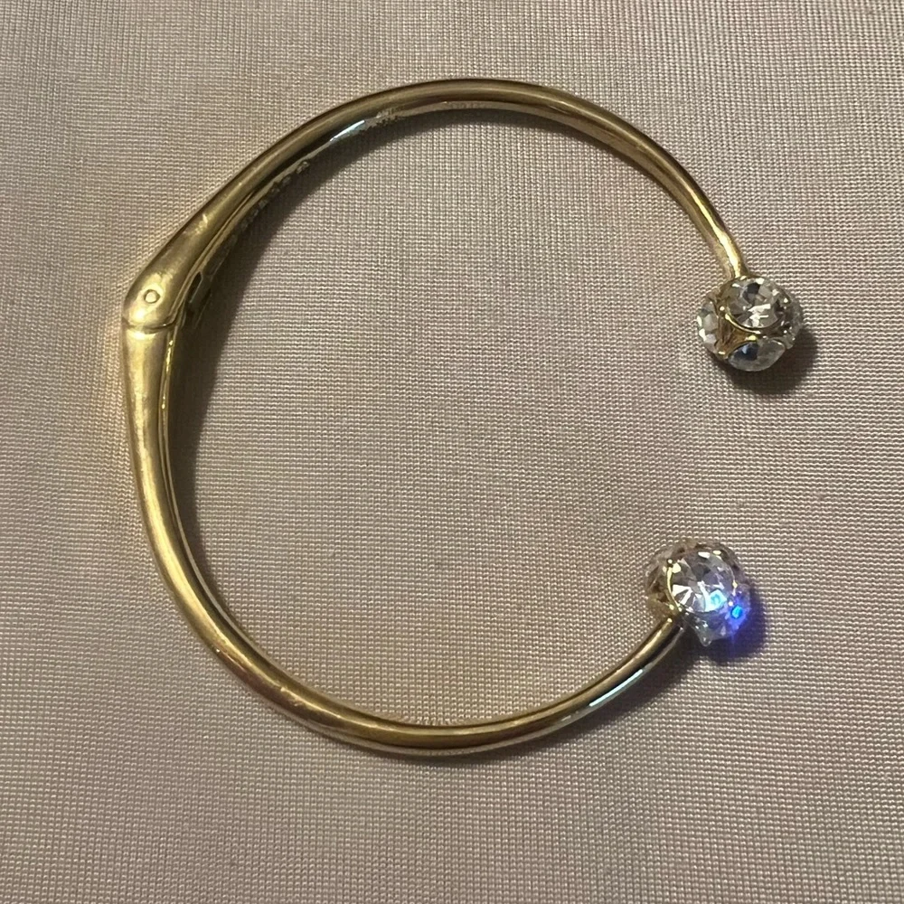 Kate Spade Gold Open Cuff Bracelet with Crystal End Caps - Picture 1 of 2
